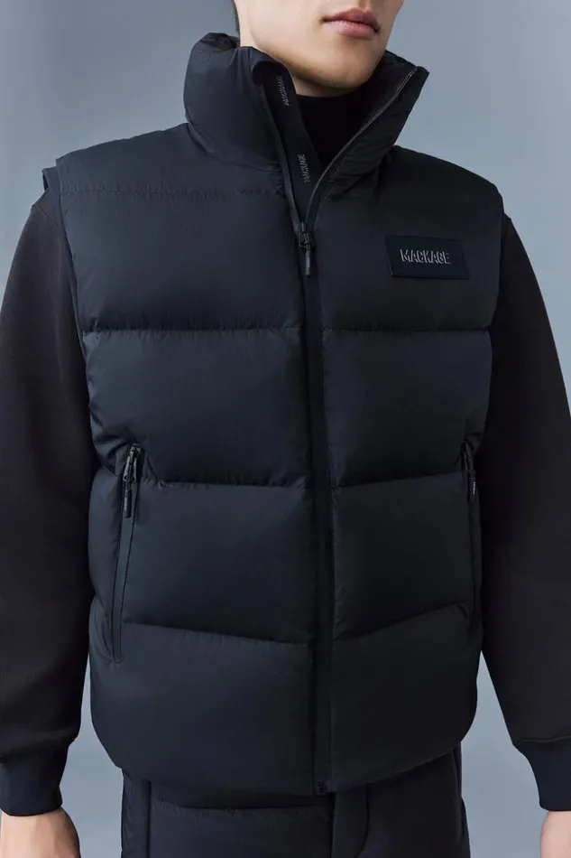 Mackage Vests Men Hugh Down Vest With Removable Hood Black