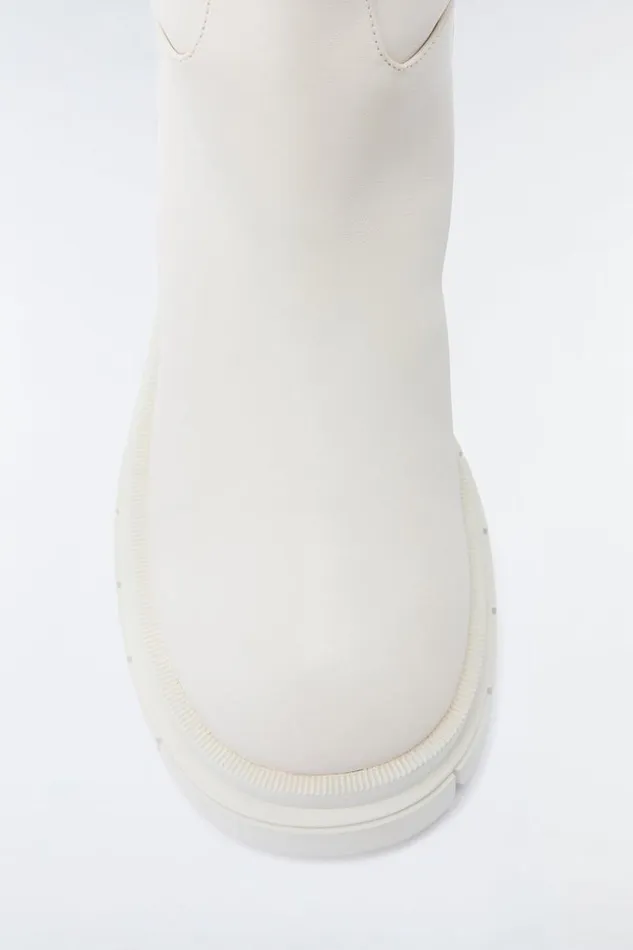Mackage Winter Boots Women Commander ShearlingLined Lug Sole R Leather Boot For Women Cream