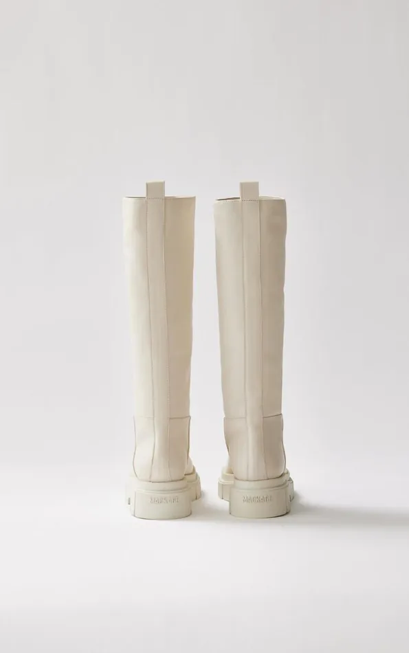 Mackage Winter Boots Women Commander ShearlingLined Lug Sole R Leather Boot For Women Cream