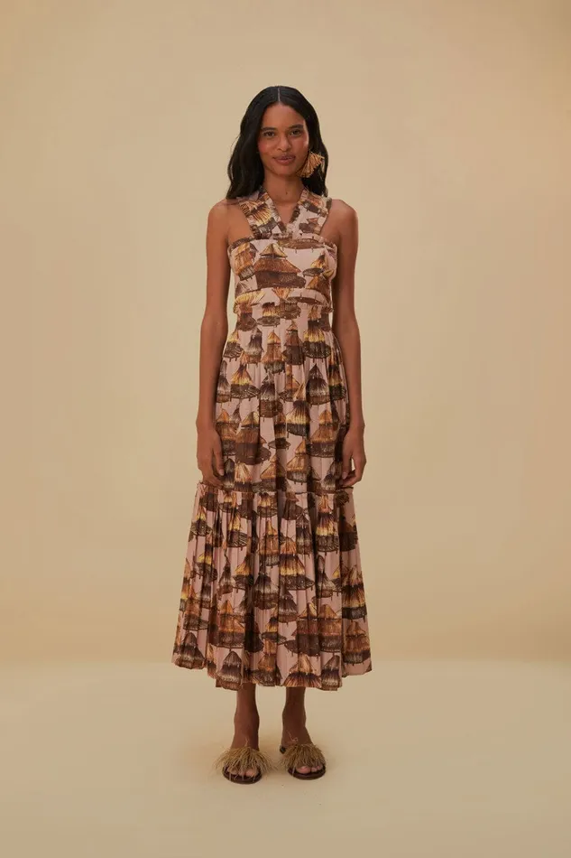 Malocas Beige Sleeveless Midi Dress Women FARM Rio Midi Dresses