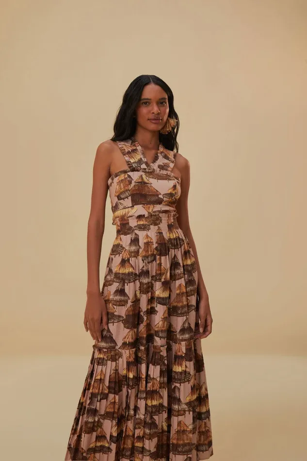 Malocas Beige Sleeveless Midi Dress Women FARM Rio Midi Dresses