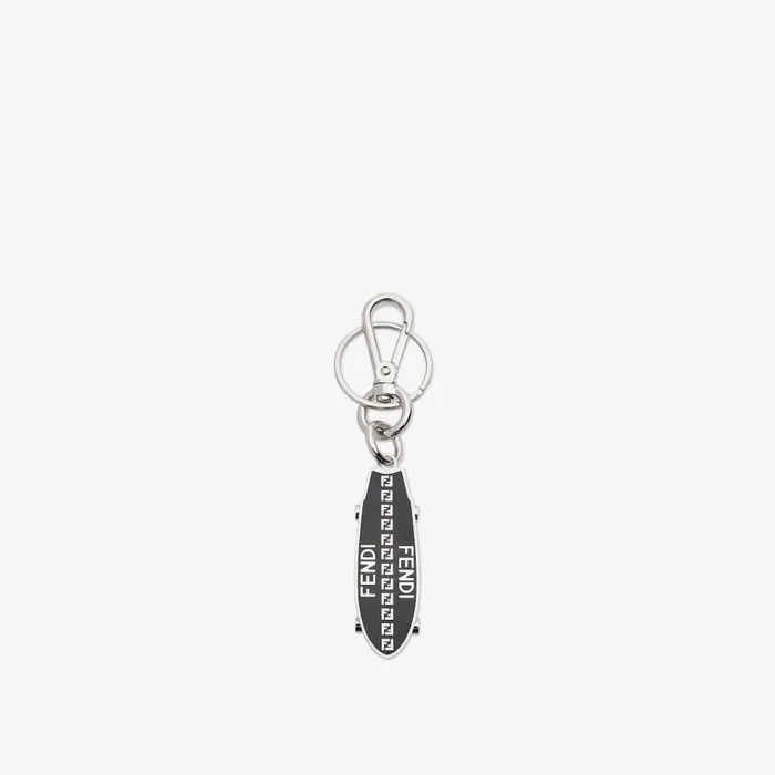Man Black Metal Key Case Black Fendi Key Rings and Bag Accessories