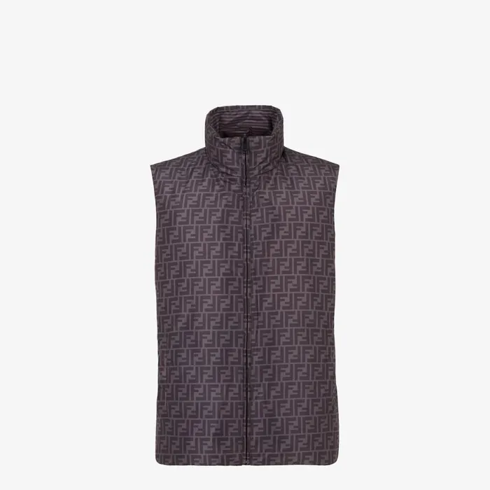Man Black Nylon Gilet Black Fendi Coats and Outerwear