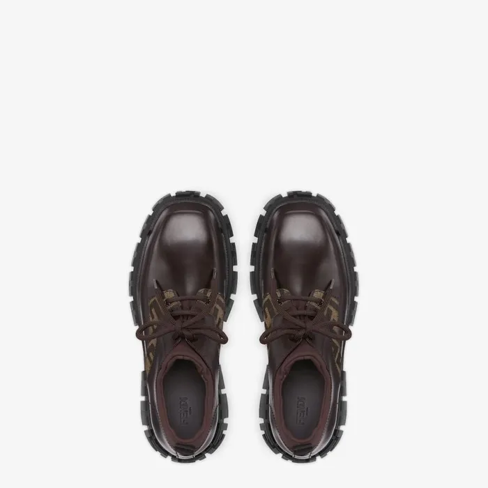 Man Brown Leather Lace Up Brown Fendi Lace Ups and Boots