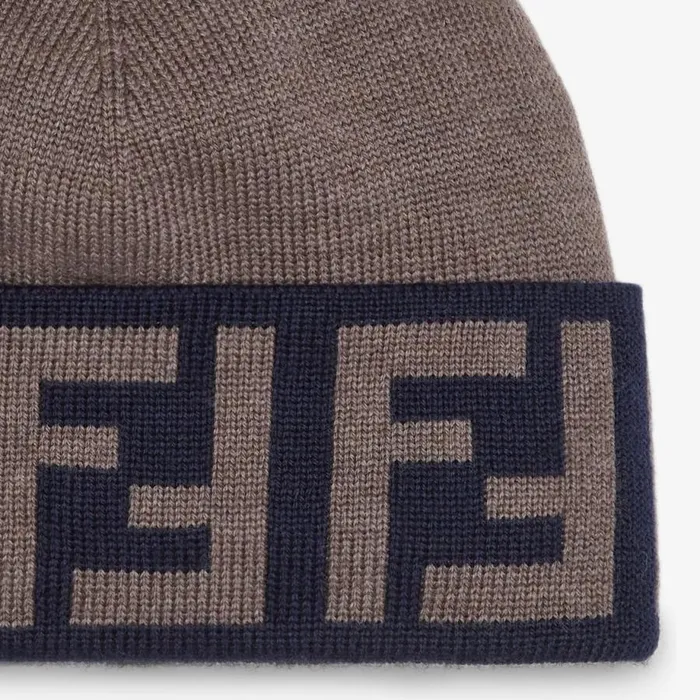 Man Brown Wool Hat Brown Fendi Hats and Gloves