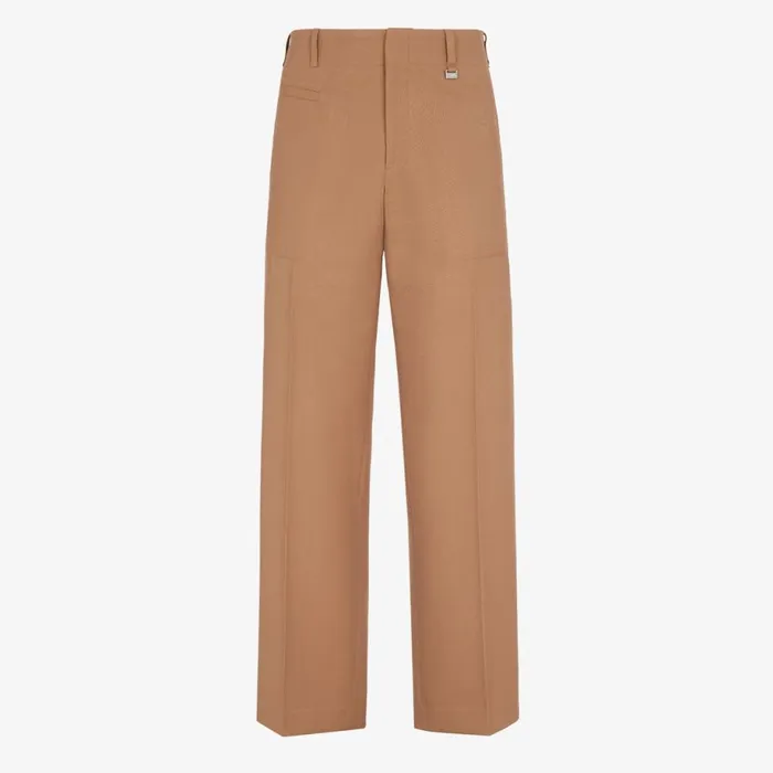 Man Brown Wool Trousers Brown Fendi Denim and Trousers