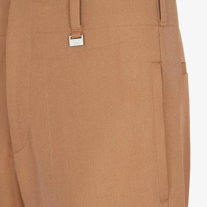 Man Brown Wool Trousers Brown Fendi Denim and Trousers