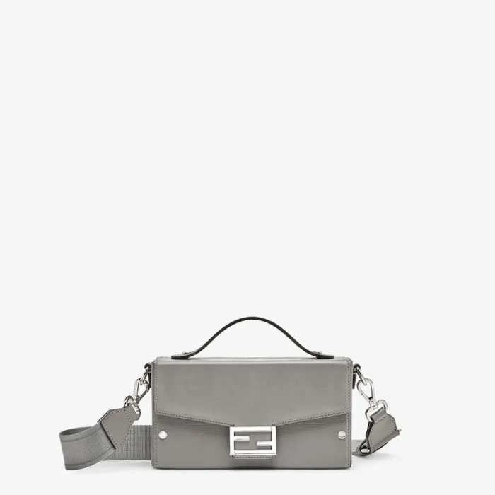 Man Dove Grey Leather Bag Grey Fendi Messenger Bags