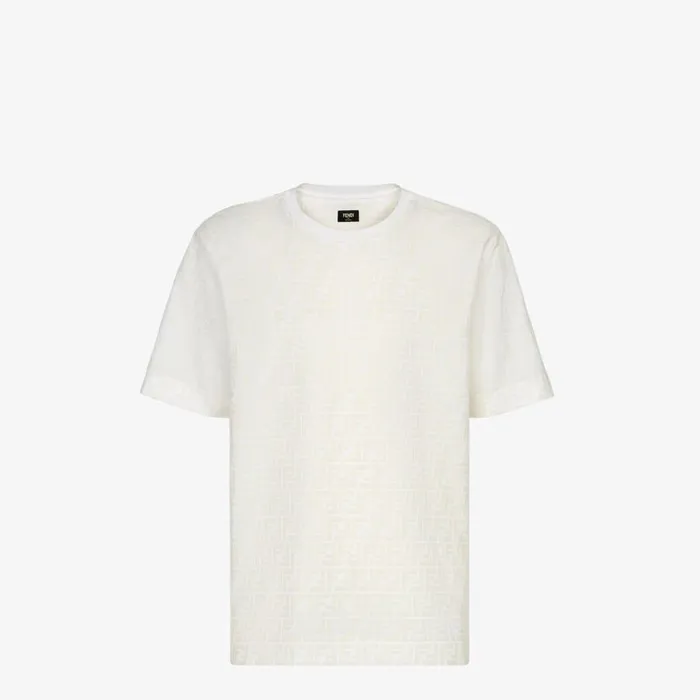 Man TShirt In White Piqu White Fendi Tshirts and Polos