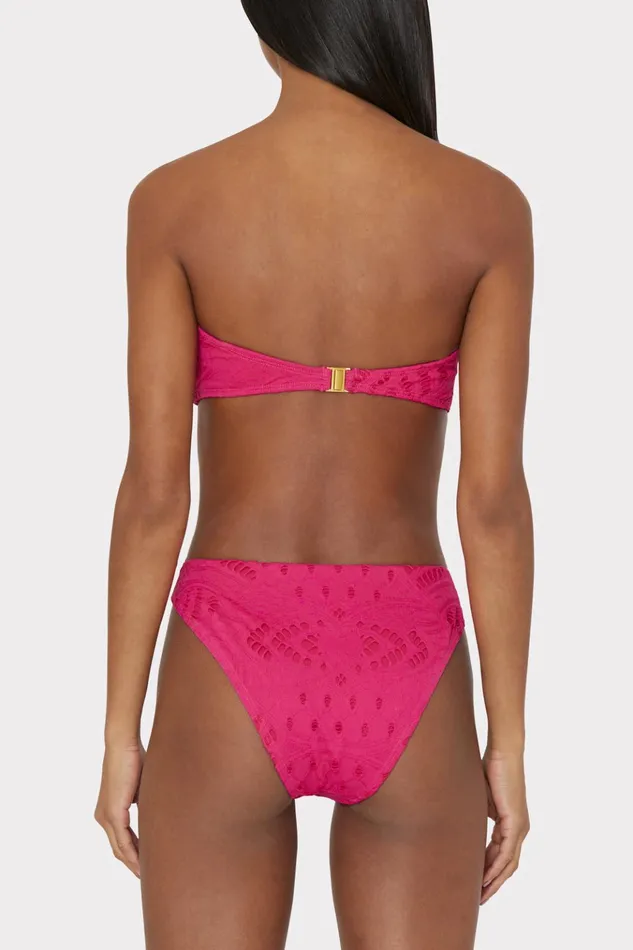 Margot Lace Eyelet Bikini Bottom Pink Women Milly Swim and Coverups