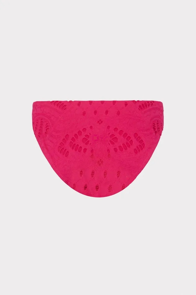 Margot Lace Eyelet Bikini Bottom Pink Women Milly Swim and Coverups