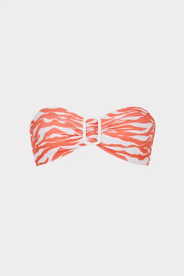 Margot Wild Stripes Bandeau Top Coralwhite Women Milly Swim and Coverups