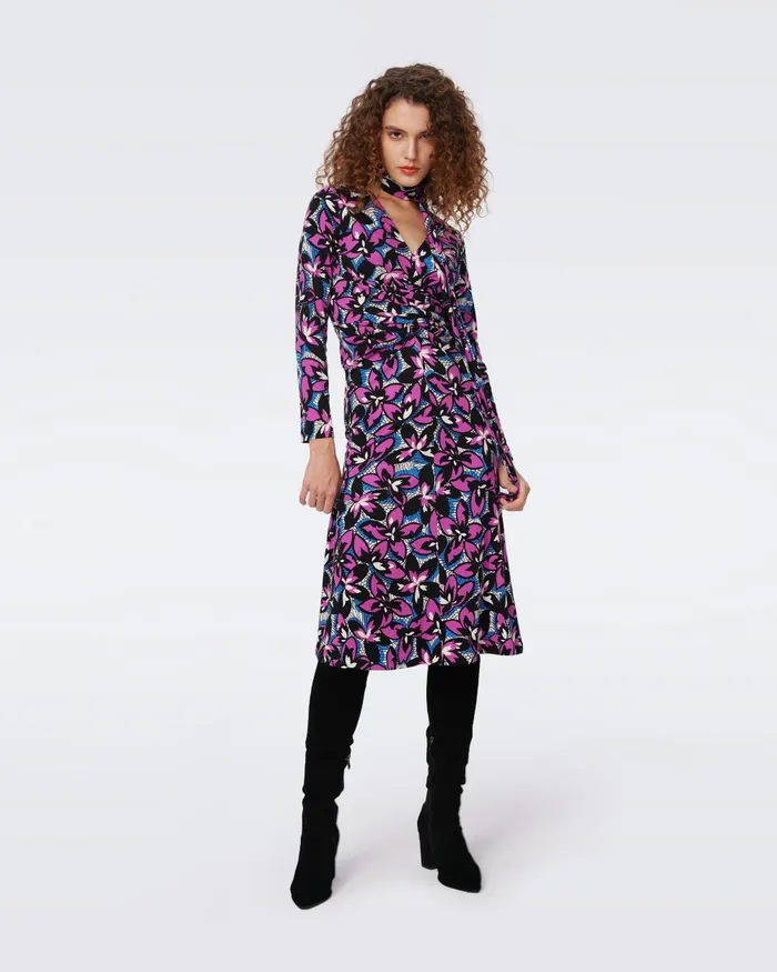 Marsha Dress Fishnet Floral Purple Blush Women DVF Dresses