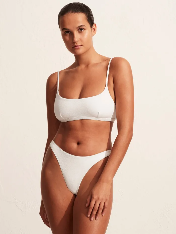 Matteau 8211 Crop Top in Chalk Crinkle Swimwear The UNDONE Women