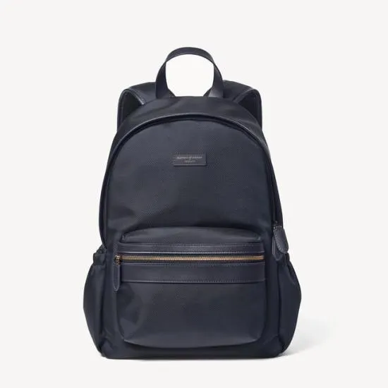 Men039s Backpack Navy Leathertrim Nylon Canvas Men Aspinal Of London Backpacks