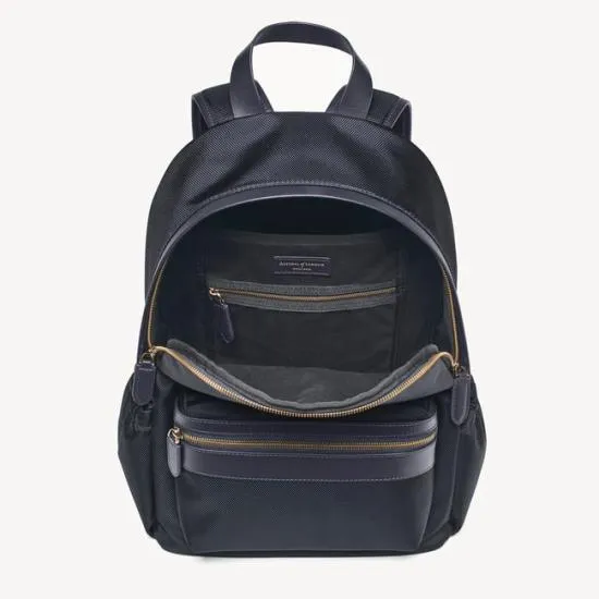 Men039s Backpack Navy Leathertrim Nylon Canvas Men Aspinal Of London Backpacks