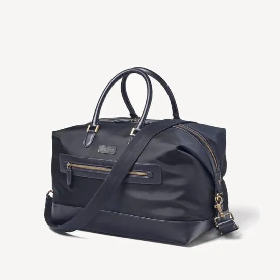 Men039s Weekend Bag Navy Leathertrim Nylon Canvas Men Aspinal Of London Travel Bags