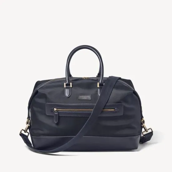 Men039s Weekend Bag Navy Leathertrim Nylon Canvas Men Aspinal Of London Travel Bags