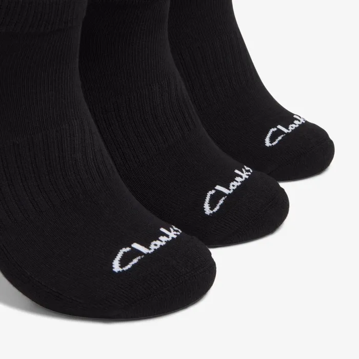 Men 3 Pack Athletic Black Clarks Socks