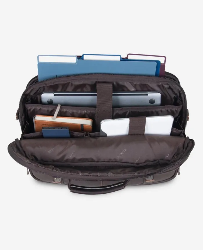 Men Bags and Belts Kenneth Cole Leather 156Inch Double Compartment Flapover Computer Bag Brown
