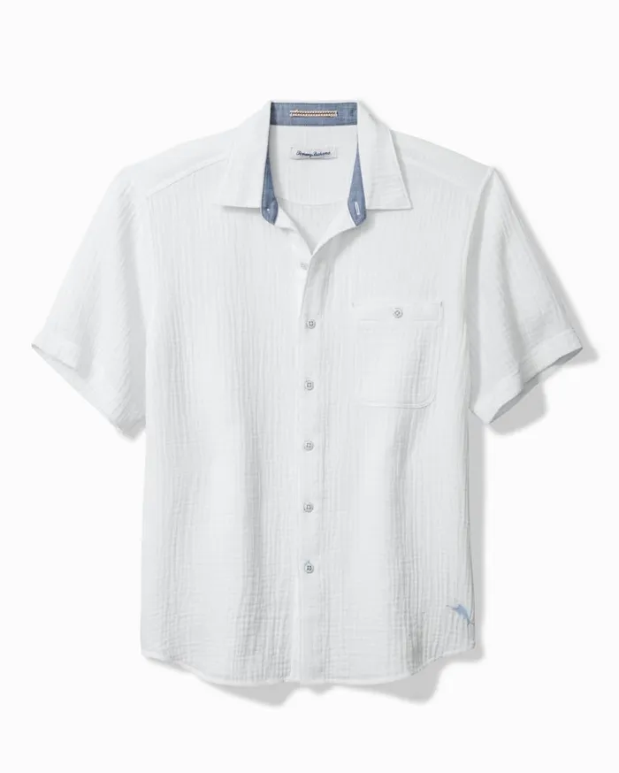 Men Beachside Cotton Cruiser ShortSleeve Shirt White Tommy Bahama Shirts