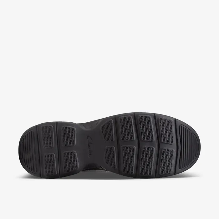 Men Bradley Free Black Tumbled Leather Clarks Loafers and Slip Ons