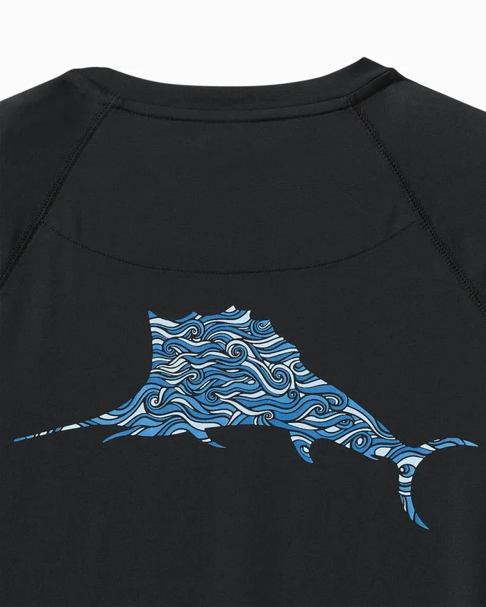 Men Chill Time Surf IslandZone Rash Guard Jet Black Tommy Bahama TShirts Men Chill Time Surf IslandZone Rash Guard Jet Black Tommy Bahama TShirts