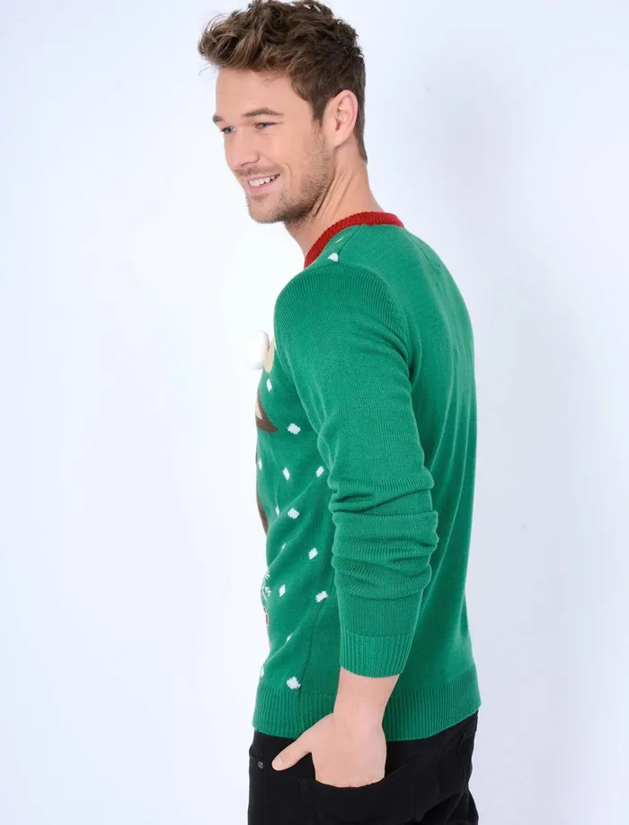 Men Christmas Jumpers Tokyo Laundry Merry Xmoose Novelty Christmas Jumper In Christmas Green Season039S Greetings Green