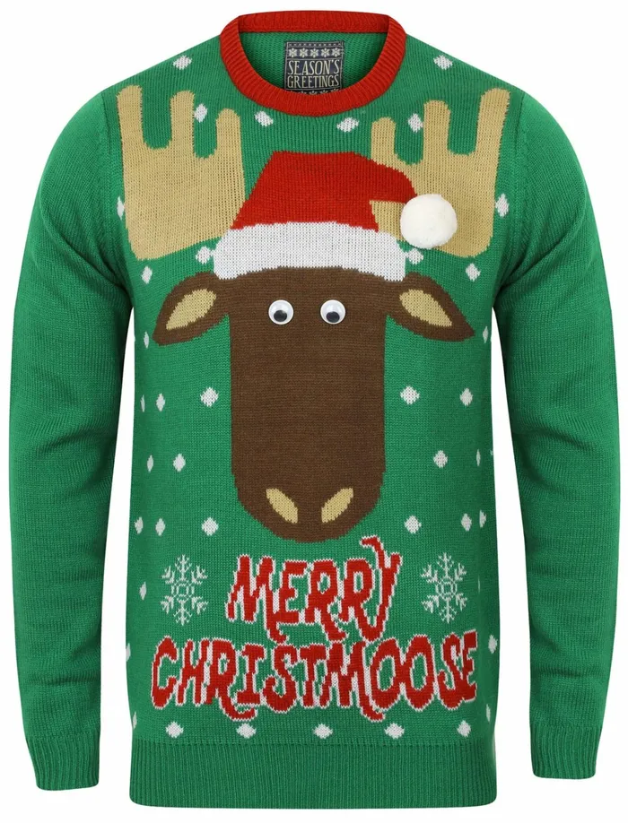 Men Christmas Jumpers Tokyo Laundry Merry Xmoose Novelty Christmas Jumper In Christmas Green Season039S Greetings Green