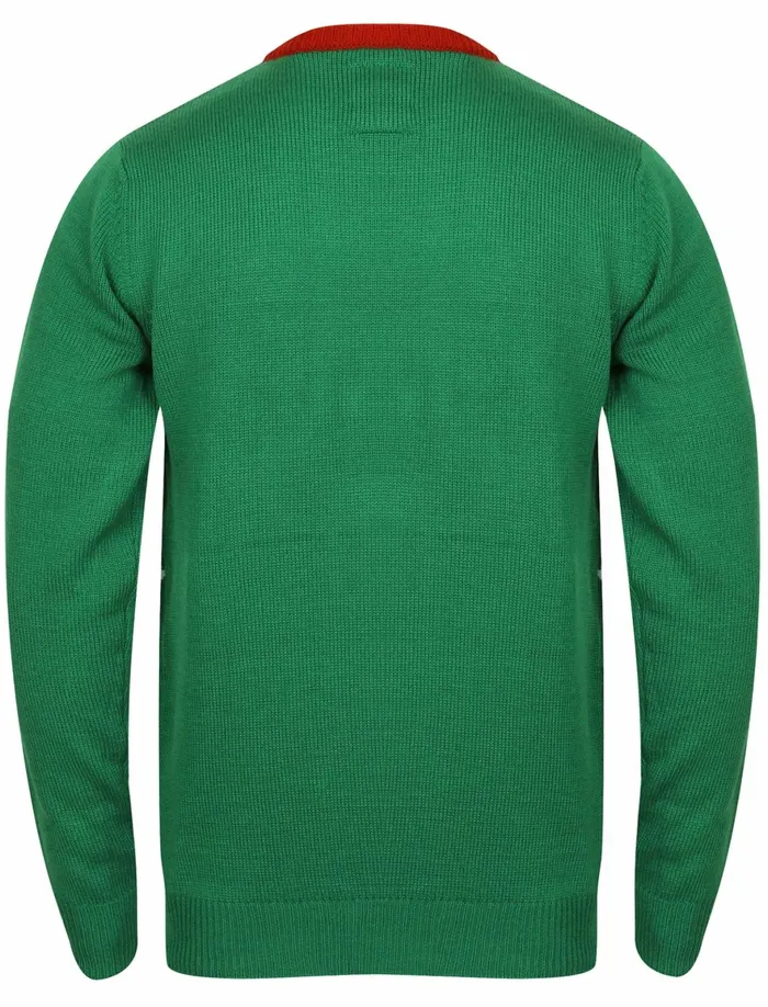Men Christmas Jumpers Tokyo Laundry Merry Xmoose Novelty Christmas Jumper In Christmas Green Season039S Greetings Green