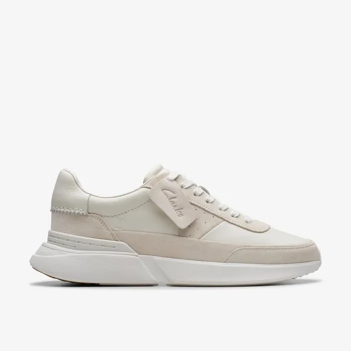Men Craft Pace White Leather Clarks Sneakers