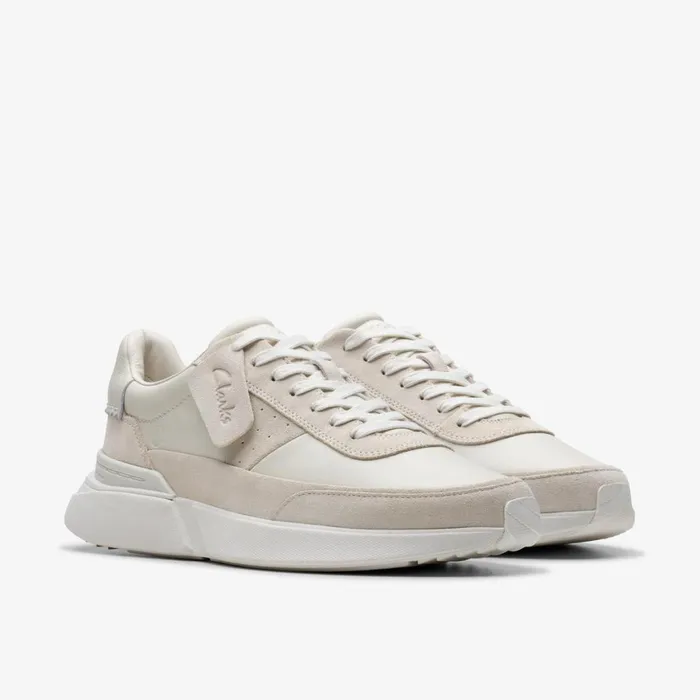 Men Craft Pace White Leather Clarks Sneakers