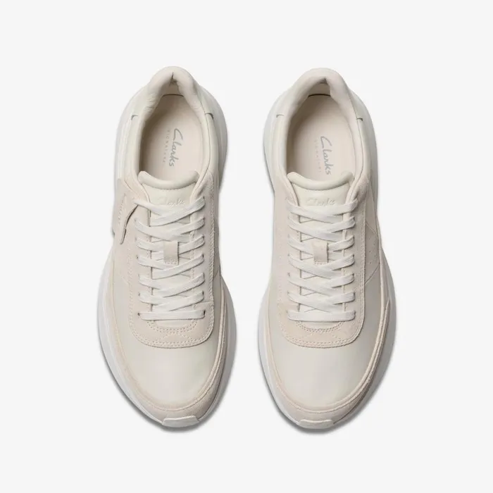 Men Craft Pace White Leather Clarks Sneakers