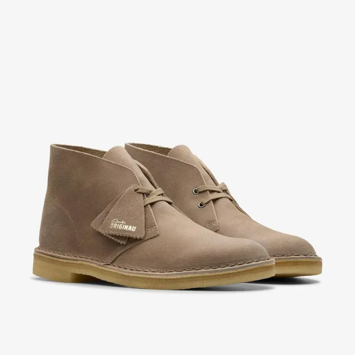 Men Desert Boot Taupe Distressed Clarks Boots
