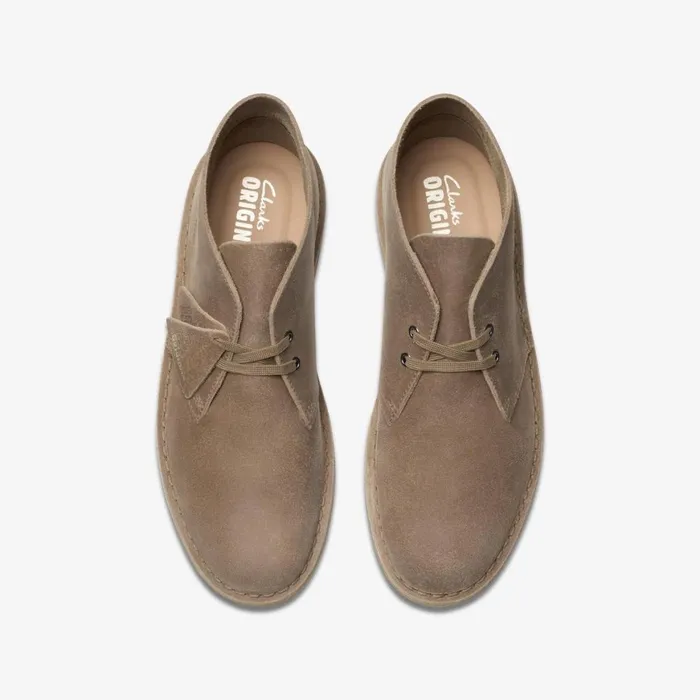 Men Desert Boot Taupe Distressed Clarks Boots