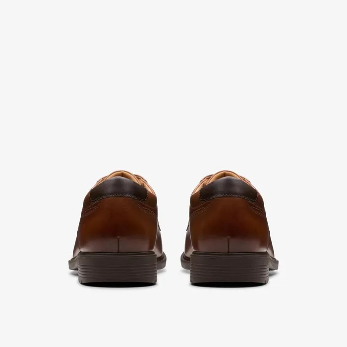 Men Eldredge Cap Dark Tan Leather Clarks Dress Shoes