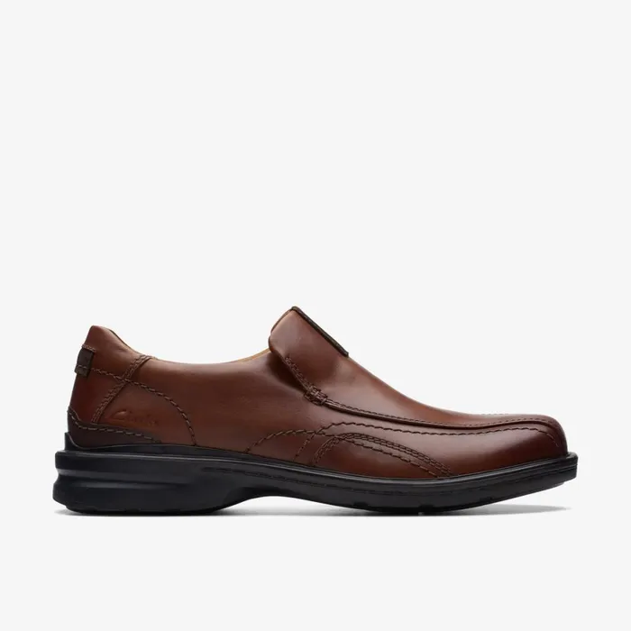 Men Gessler Step Dark Tan Leather Clarks Dress Shoes