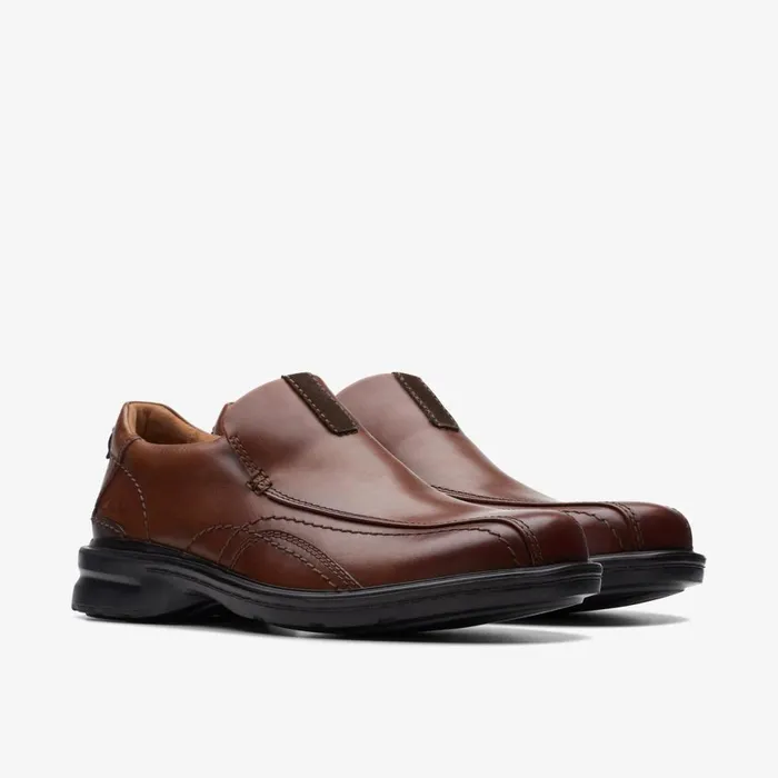 Men Gessler Step Dark Tan Leather Clarks Dress Shoes