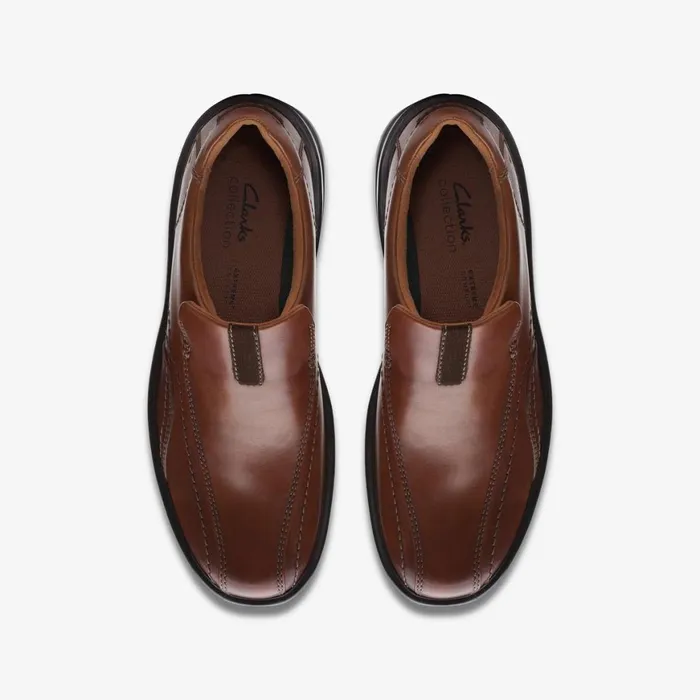 Men Gessler Step Dark Tan Leather Clarks Dress Shoes