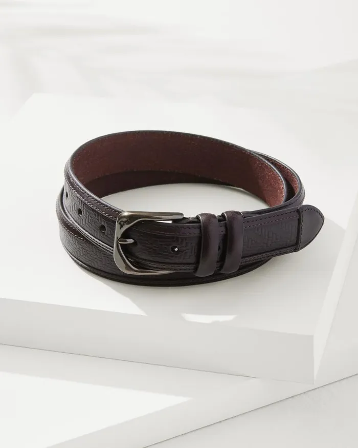 Men Heavy Stitch Leather Belt Brown Tommy Bahama Belts