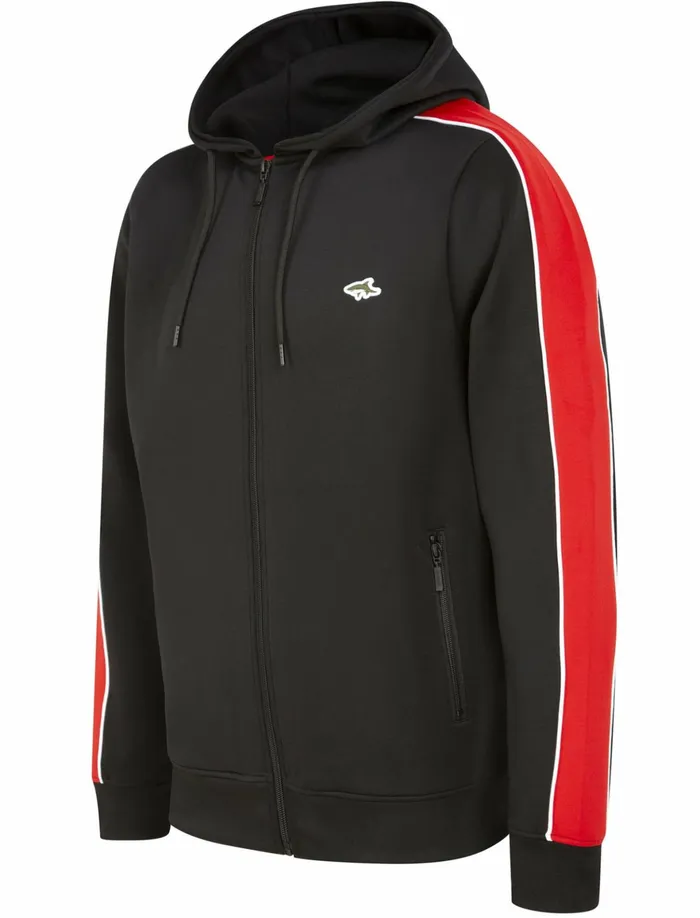 Men Hoodies and Sweatshirts Tokyo Laundry Mitch Zip Through Hoodie With Colour Block Panel Sleeves In Jet Black Red Le Shark Black Men Hoodies and Sweatshirts Tokyo Laundry Mitch Zip Through Hoodie With Colour Block Panel Sleeves In Jet Black Red Le Shark Black