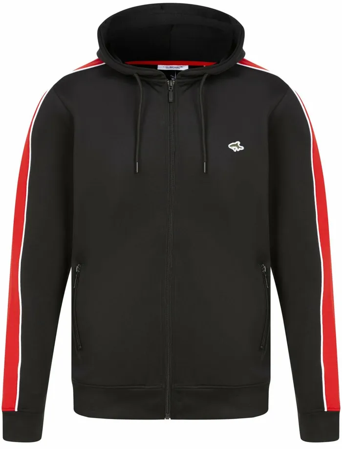 Men Hoodies and Sweatshirts Tokyo Laundry Mitch Zip Through Hoodie With Colour Block Panel Sleeves In Jet Black Red Le Shark Black