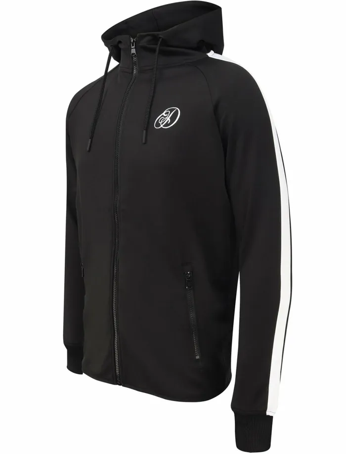 Men Hoodies and Sweatshirts Tokyo Laundry Rockefeller Tricot Zip Through Hoodie With Stripe Panel In Jet Black Dissident Black Men Hoodies and Sweatshirts Tokyo Laundry Rockefeller Tricot Zip Through Hoodie With Stripe Panel In Jet Black Dissident Black