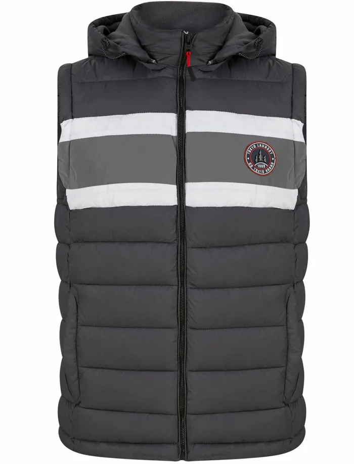Men Jackets and Coats Tokyo Laundry Tauriel Quilted Puffer Gilet With Detachable Fleece Lined Hood In Asphalt Grey 8211 Active Tech Charcoal Men Jackets and Coats Tokyo Laundry Tauriel Quilted Puffer Gilet With Detachable Fleece Lined Hood In Asphalt Grey 8211 Active Tech Charcoal