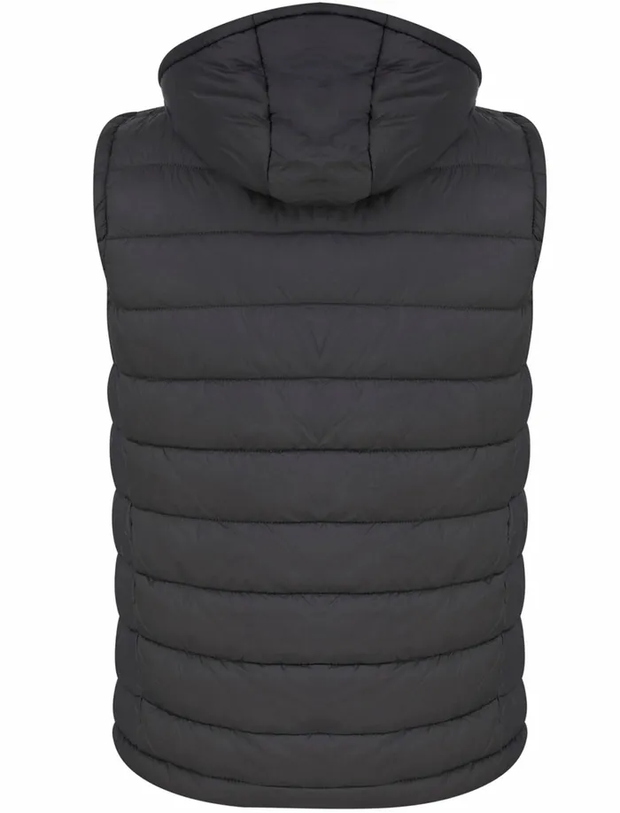 Men Jackets and Coats Tokyo Laundry Tauriel Quilted Puffer Gilet With Detachable Fleece Lined Hood In Asphalt Grey 8211 Active Tech Charcoal