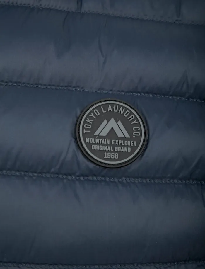 Men Jackets and Coats Tokyo Laundry Yellin Quilted Puffer Gilet With Fleece Lined Collar In Sky Captain Navy 8211 Tokyo Laundry Navy