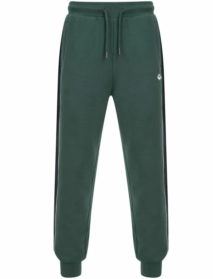 Men Joggers Tokyo Laundry Elias Brushback Fleece Cuffed Joggers With Piping Detail In Dune Bug 8211 Le Shark Green