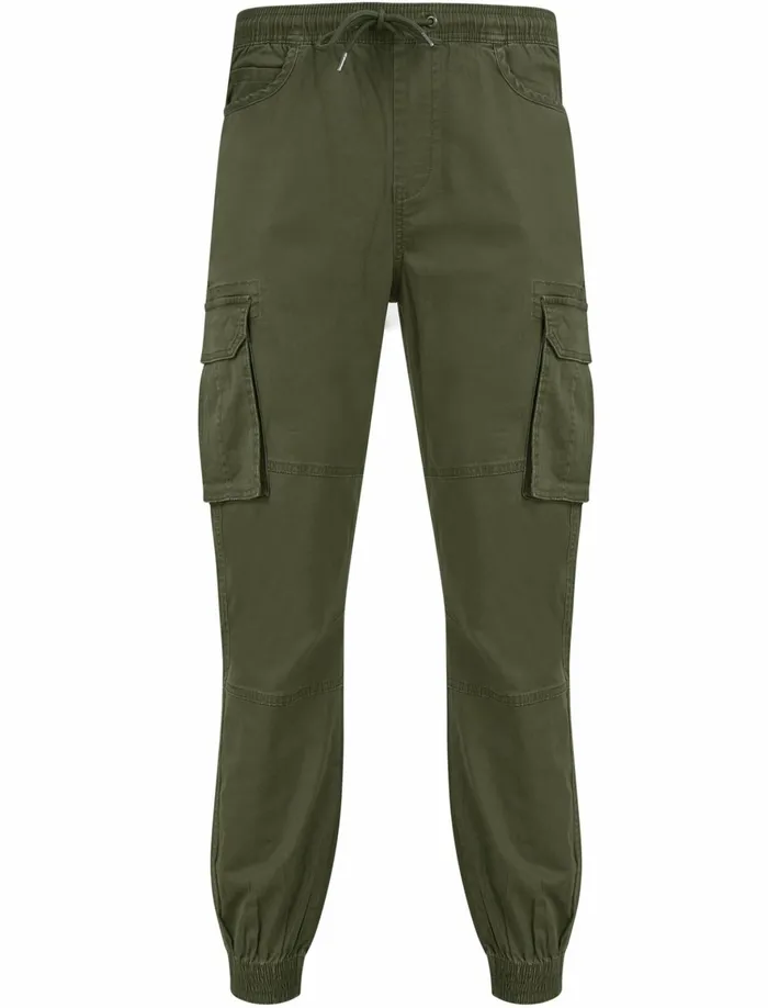 Men Joggers Tokyo Laundry Rodeo Cotton Twill Cuffed Cargo Jogger Pants With Pockets In Grape Leaf 8211 Tokyo Laundry Khaki