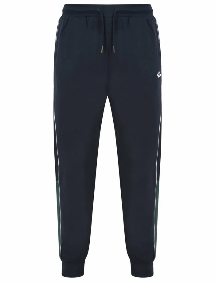 Men Joggers Tokyo Laundry Vaskez Brushback Fleece Cuffed Joggers With Piping In Sky Captain Navy 8211 Le Shark Navy