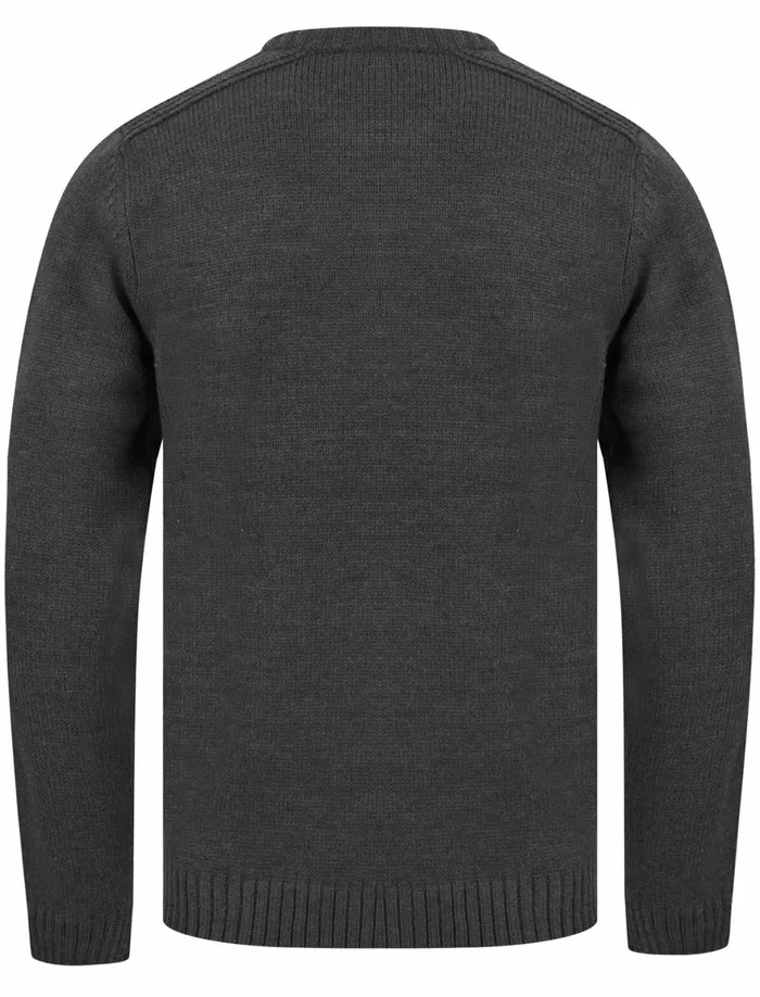 Men Jumpers and Cardigans Tokyo Laundry Dustin Knitted Crew Neck Jumper In Dark Grey Marl 8211 Kensington Eastside Charcoal